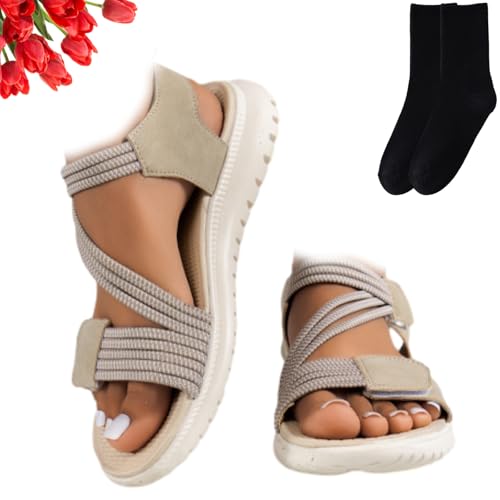 Women's Summer Fisherman Sandals, Orthopedic Walking Sandals Women Casual Adjustable Ankle Strap Comfortable Wedge Sport Shoes Sneakers with Arch Support for Beach Hiking