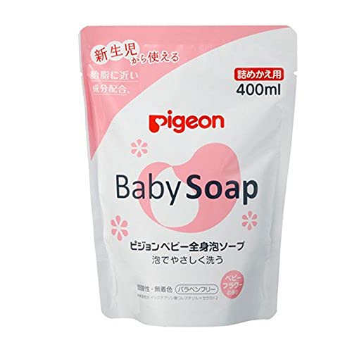 Mousse lavante bébé Pigeon recharge 400ml gel lavant doux corps et cheveux nourrisson