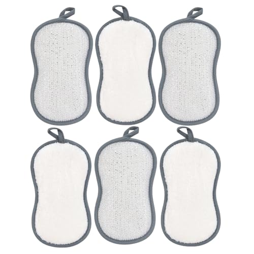 6 esponjas para lavar platos de cocina, esponjas de doble cara, lavables, reutilizables, para sartén, fregadero, vajilla, baño, hogar, cocina