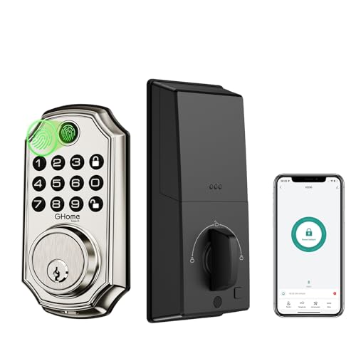 GHome Smart Door Lock KD30, Fingerprint Smart Deadbolt for Front Door, 5 in 1 Keyless Entry Door Lock, App Control, Auto Lock, 0.3s Unlock, Easy Install, for Home/Apartment/Office by GHome Smart - Used condition - US$38.10