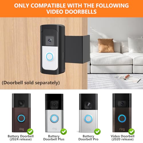 Anti-Theft Video Doorbell Camera Mount, Doorbell Bracket No Drilling Compatible with Video Doorbell for Houses, Apartmen - Additional View