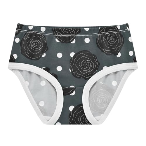 Rose Black White Polka Panties for Girl Girls Underwear Toddlers Cotton Funny Briefs Kids Undies 2t