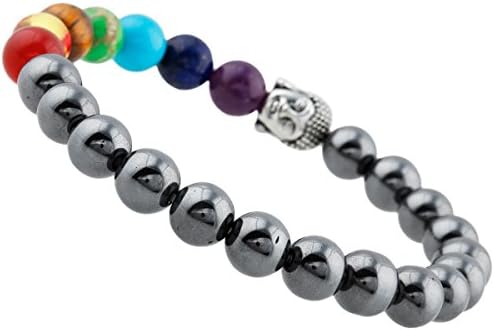 mookaitedecor 7 Chakras Stone Bracelet,Gemstone Stretch Beads Bracelet for Yoga Meditation Healing Crystal