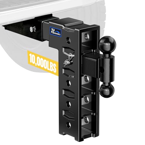 ZHSHERLI Adjustable Tow Hitch Fits 2.5 Receiver Trailer Hitch with 12 Drop/Rise Dual Ball Mount (2-5/16 & 2) 10 000 lbs Towing Capacity Drop Hitch for Trucks with Hitch Pin Lock