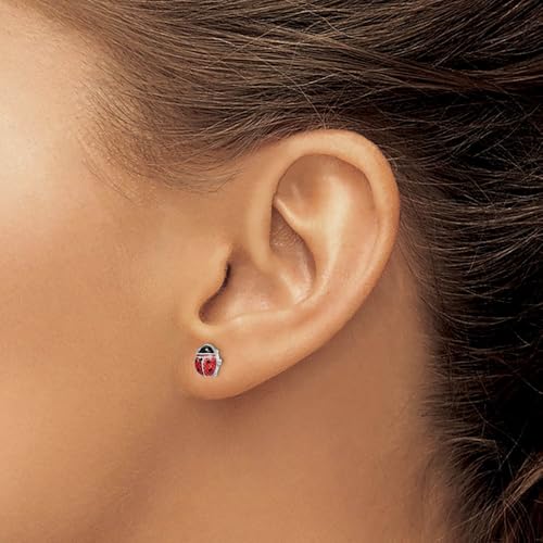 The Black Bow 7mm Red Ladybug Post Earrings in Sterling Silver and Enamel3