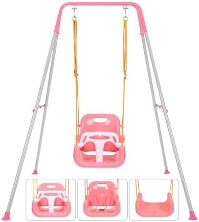 3-in-1 Toddler Swing Set, Safe & Durable Design for Ages 1–10 Years
