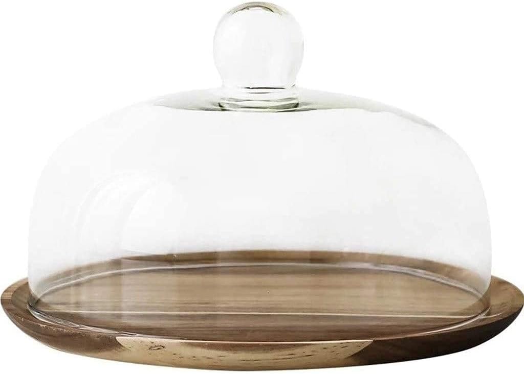 Dessert Table Cake Cover Hotel Restaurant Decorated Cake Pan Solid Wood Tray Cake Dome Fresh Fruit Plate Cake Stands Multifunctional Serving Plate (Brown 25.5 x 25.5 x 15.5 cm)