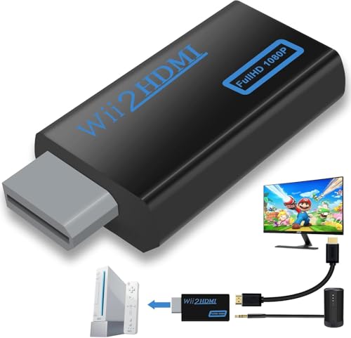 Azuxreza Convertisseur Wii vers HDMI, adaptateur Wii HDMI 1080P, sortie vidéo audio HDMI avec prise audio 3,5 mm et prise en charge tous les modes d'affichage Wii 720P NTSC Compatible avec Wii, Wii U, – vue 8