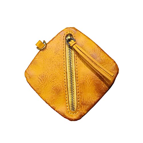 XXHong Leather Mini Vintage Purse Brown Coin Purse Leather Zipper Change Purse Personality Coin Purse For Men and Women