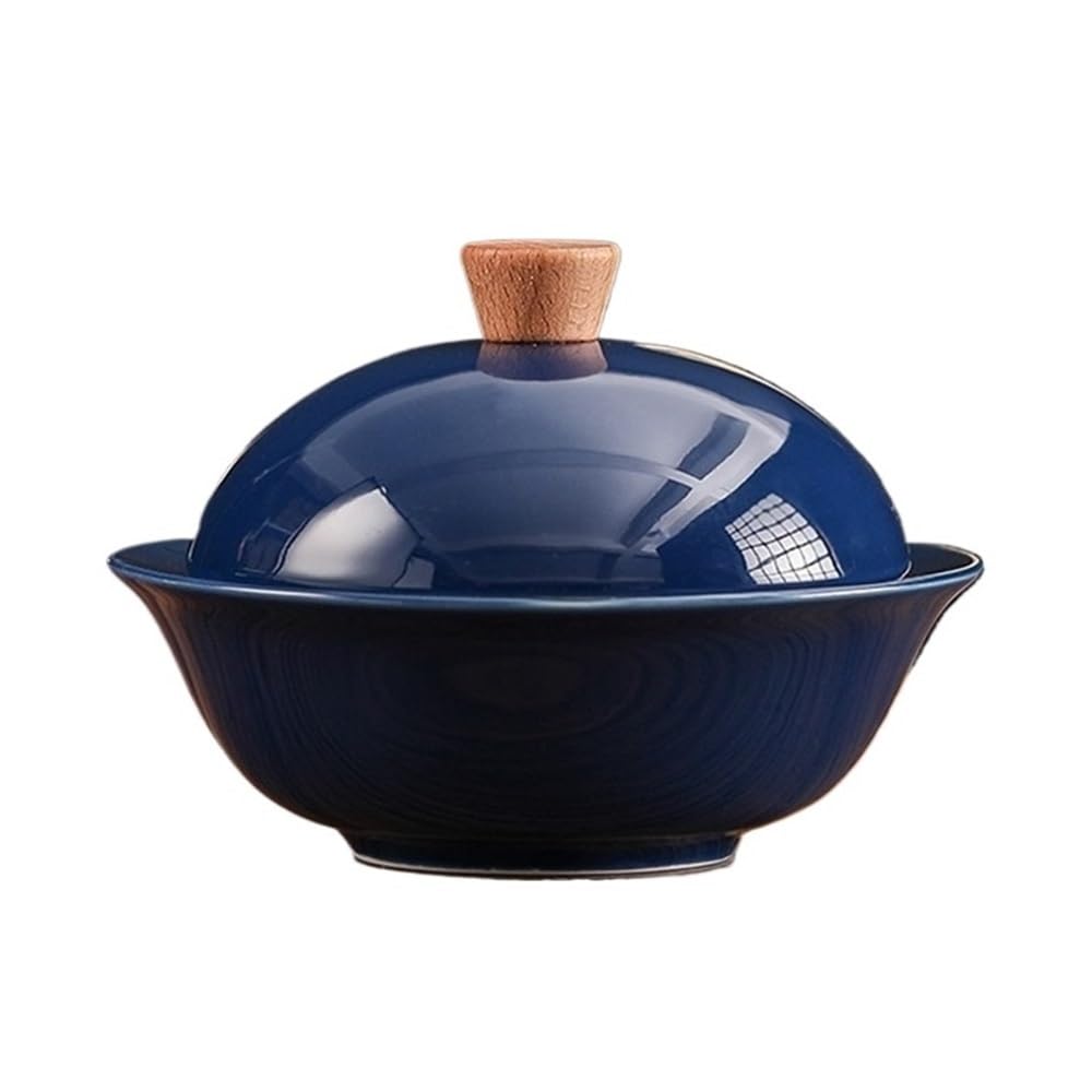 Smoking Accessories Office Desktop Solid Color Ashtrays Rooms Ashtray Round with Lid Ceramic Material for Living Room(Blue)