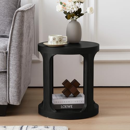 Yuchiath END TABLE SET Of 2, Round Side Table With 2-Tier Storage, Accent Sofa Table For Living Room  thumb #2