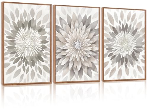 CHDITB Modern Floral Burst Framed Canvas Wall Art Set, Nature