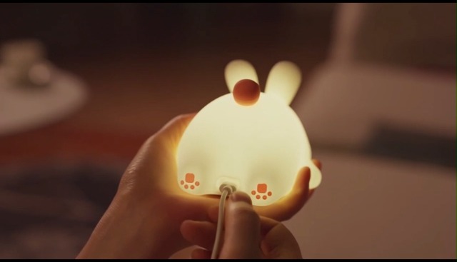 Image of Rytinazzz Silicone Night Light for Kids, 50H Long Battery Big Face Rabbit Lamp, Gift for Kids, Soft Dimmable Bedside Light, Rechargeable Tap Control