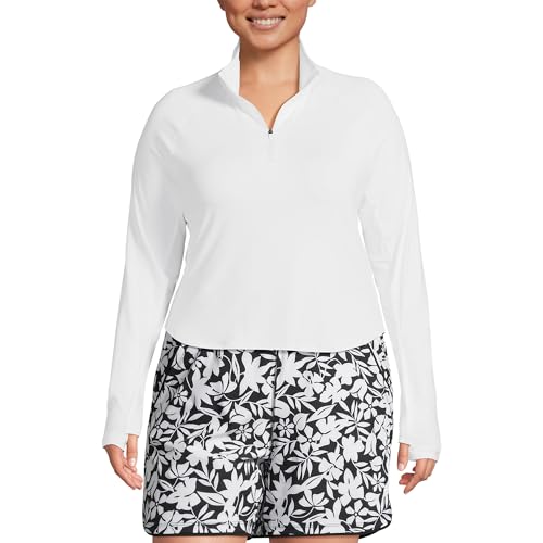 Lands' End Women's Long Sleeve Rash Guard Cover-up UPF 50 X-Small Petite White