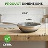 NutriChef 12" Stainless Steel Durable Wok - Triply Kitchenware Wok with Glass Lid, Side Handle - DAKIN Etching Non-Stick Coating, Scratch-resistant Raised-up Honeycomb Fire Textured Pattern #1
