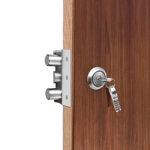 Image of VOLO Heavy Duty Tri-Bolt Rim Lock - Secure Dead Lock with Keys for Main Door, Single & Double Doors, Left & Right-Handed Use - Ideal for Home & Office (Pack of 1) (MT-02 (Satin))