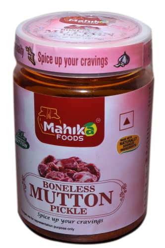 Image of MAHIKA FOODS Andhra Style Homemade Fresh Boneless Mutton Pickle 250 Gram, Gosht Ka Achar Authentic Taste of Tradition, Spicy, with No Added Preservatives