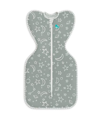 Image of Love To Dream Swaddle UP, Baby Sleep Sack, Twin Zipper For Easy Diaper Changes, Arms UP Position, Hip-Healthy, Lightweight & Breathable, Moderates Temperature (Olive Stars & Moon, 3-6 Months)