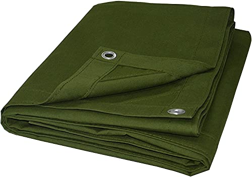 Image of Heavy Duty TIRPAL 800 GSM Canvas - Commercial Canva Tarpaulin Waterproof - Super Strong Military Grade, Industrial TADPATRI - UV Resistant TARP, RUSTPROOF Eyelets (20 FEET X 20 FEET)