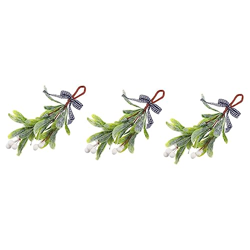 VOSAREA 3pcs Fake Branches Ribbons Artificial Holly Berries for Outdoor Christmas Decorations