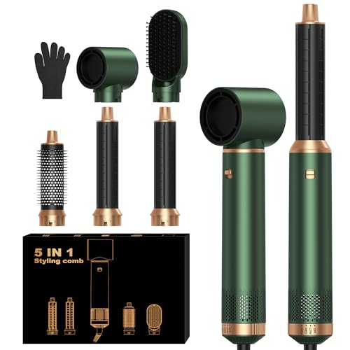 OKWRAP Airstyler 5 in 1 Asciugacapelli 5 in 1,Hairstyler 5 in 1 Multifunzione Phon Capelli,Spazzola Asciugacapelli Per Dare Volume Ai Capelli, Lisciare, Arricciare, Ioni Air Curler Brush,per Capelli