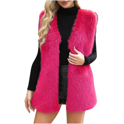 Womens Faux Fur Vest Winter Warm Short Coat Fluffy Shaggy Sleeveless Jacket Fashion Casual Fuzzy Fashion Outerwear