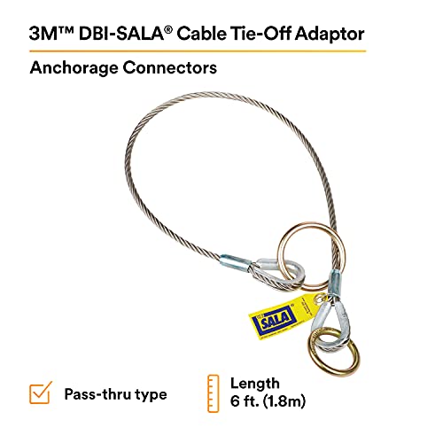 Image of 3M DBI-SALA 5900551 Anchorage Connector, 6' Cable Tie-Off Adaptor, Pass-Thru Type, Silver