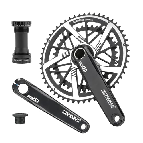 Road Bike Crankset Guide: Top Lightweight and Durable Options Reviewed 5 IKUOS Road Bike Crankset, 170mm Crankset, Direct-Mounted Crankset, 9/10/11/12S, 50-34T/52-36T/53-39T, Hollow One-Piece Double Disc (53-39T)