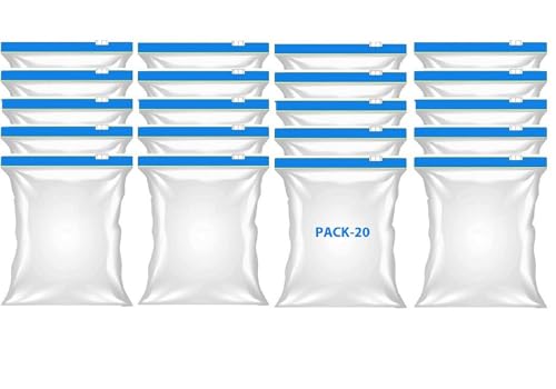 Image of Reusable Ziplock food storage bag containers Airtight seal leakproof freezer pouch for snack, sous vide, liquids,lunch preservation, microwave & Dishwasher safe (20 PCS BLUE ZIPPER BAG)