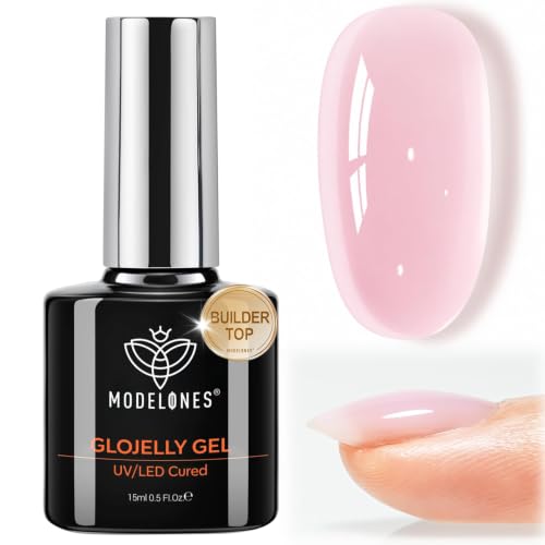 modelones Builder Nail Gel Top Coat Milky Pink 15ml No Wipe U V Cure
