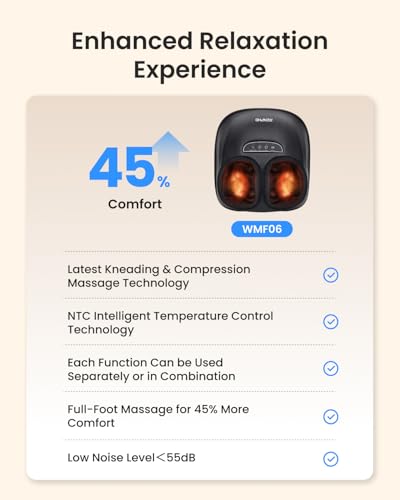 Image of RENPHO Foot Massager with Heat [2026 Upgraded], 3 Levels Compression Deep Kneading, FSA Eligible HSA Shiatsu Massager for Plantar Fasciitis, Father Day Gifts for Husband Men, Size Up to 13 inch, Black