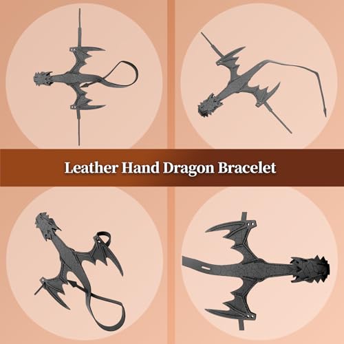 Jewssi Leather Hand Dragon Bracelet, Adjustable Cosplay Hand Cuff Bracelets for Men Women, Cosplay Wrap Gift3