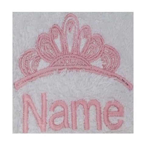 EFY Childs Hooded Bath Robe with a FANCY PRINCESS CROWN Logo and Name of your choice Cover