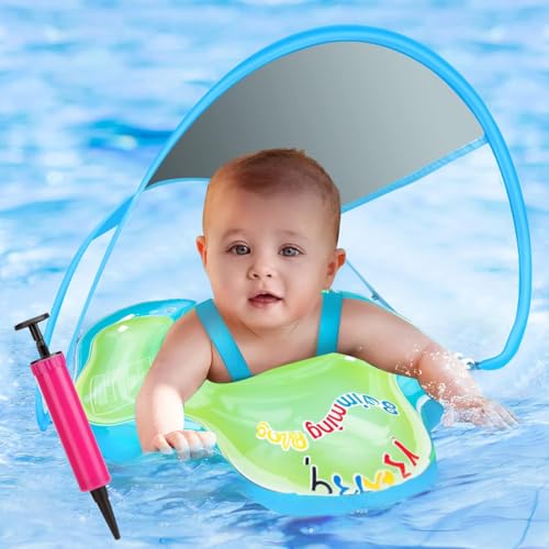 Image of SNOWIE SOFT Baby Floats for Swimming Pool, Baby Swimming Tube for 12-36 Months, Independent Double Layer PVC with Adjustable Safety Straps Outdoor Swimming Pool Baby Swimming Accessories