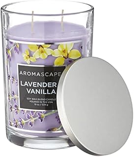 Aromascape PT41899 2-Wick Scented Jar Candle, Lavender & Vanilla, 19-Ounce, Purple
