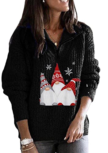 TYQQU Mujeres Camisa De Navidad Sólida Xmas Gráfico Fiesta Familiar Topes Casuales Estilo Topes Mullidos Negro 3XL Cover