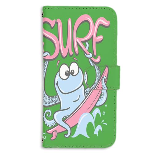 OPPO Reno 3A 用 タコサーフ サーフィン Hawaii グリーン 手帳 スマホケース カードスロット リノ3aケース 耐衝撃性 携帯カバー ストラップホール bcbd04c