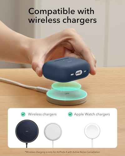 Image of ESR for AirPods 4 Case, Compatible with AirPods 4th Generation Case (2024) (USB-C), Magnetic Lid Lock, Full Drop Protection Cover, Cloud Soft Case, Navy Blue