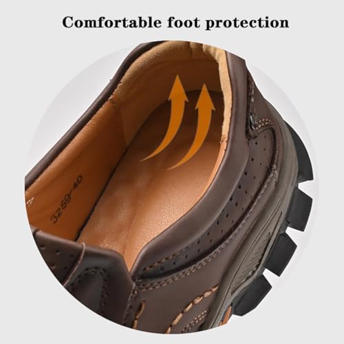 Caipcmall Mens Orthopedic Shoes, Men's Casual Non-Slip Comfy Breathable Leather Slip on Lofers, Men's Waterproof Walking Sneakers4
