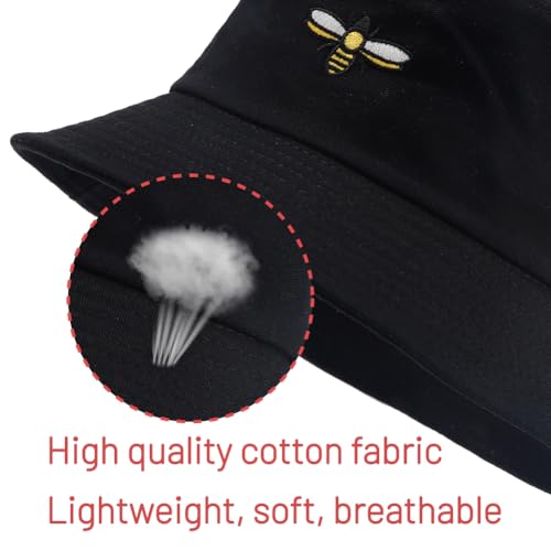 Image of Cotton Bucket Hat for Women Men Summer Travel Sun Beach Bucket Cap, Unisex Outdoor Fisherman Hat