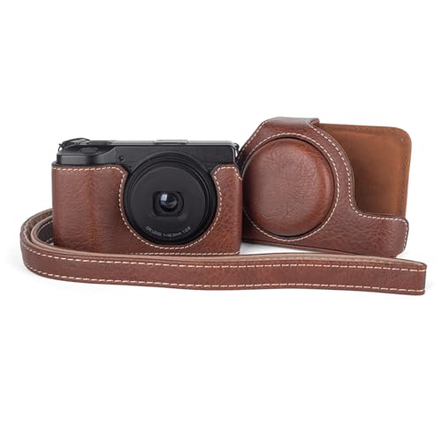 Funda para cámara Ricoh GR IV/III/IIIX de cuero PU marrón miniatura 1