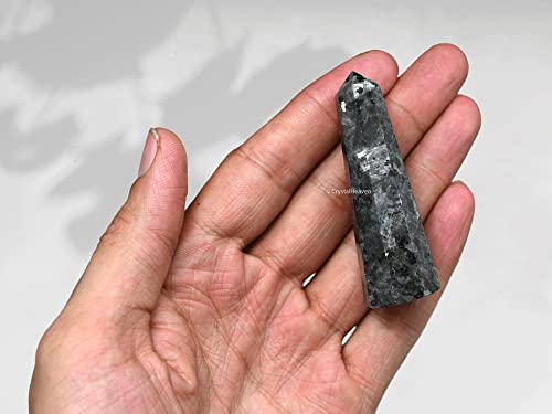 Image of Crystal Heaven Larvikite Crystal Tower Obelisk Point For Chakra, Healing And Balancing - Aaa Grade Original Certified Gemstone Agate For Reiki Meditation Yoga Spiritual (2-3 Inches)