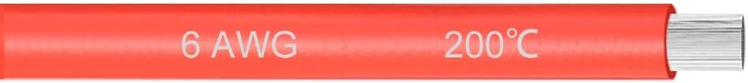 uxcell Silicone Wire 6 AWG Ultra Flexible 600V Electric Wire Strands of Tinned Copper Wire 3 ft Red
