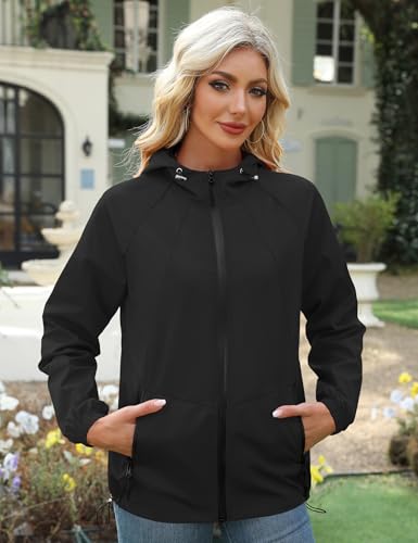 Avoogue Rain Jacket for Women Waterproof Lightweight Windbreaker Jacket with Hood Packable Raincoat with Pockets S-3XL4