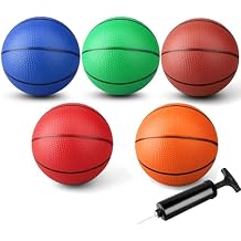 Anzmtosn Mini Basketball Toys for Over Door Indoor Hoops - 7 Inch Pool Basketballs with Pump, Beach Balls, Water Toys for Inflatables Hoops, Playground, Outdoor, Party, Lawn, Yard Arcade Game 5 Pack