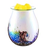 Porseme Electric Wax Warmer Glass Scented Wax Burner Candle Wax Melter Fragrance Oil Warmer with Dimmer Option Firework Effect for Home Office Bedroom Living Room Gifts & Decor (Wave)