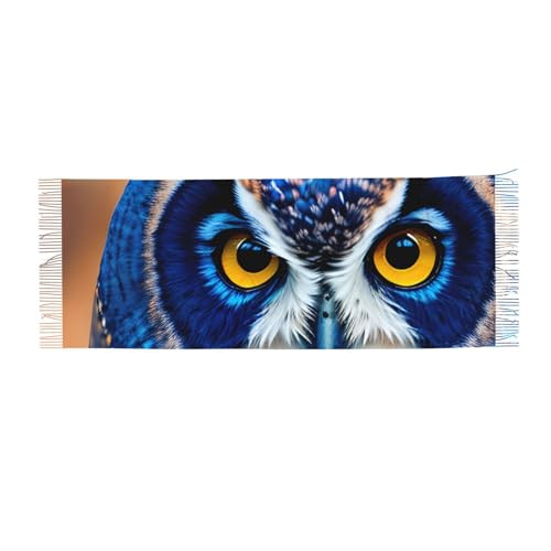 DUWAA Blue Owl 1 Print Women'S Scarves Soft Shawls And Wraps Soft Cashmere Feel Scarfs For Wome