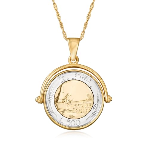 Ross-Simons Genuine Lira Coin Necklace in 18kt Gold Over Sterling From Italy3