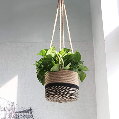 Pots de Plantes Suspendus Macramé Jute pour Panier Fleurs Intérieur Extérieur