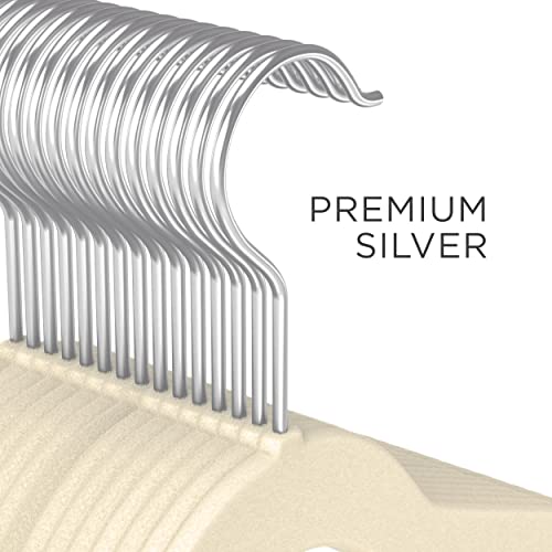 Techzoo 50 Premium Baby Velvet Hangers - 11" Inch Non-Slip Baby Hangers, Ultra-Slim Space-Saving Children Hangers - 360° Swivel Hook, Strong & Durable Infant & Toddler Clothes Hangers - Ivory #TOP3